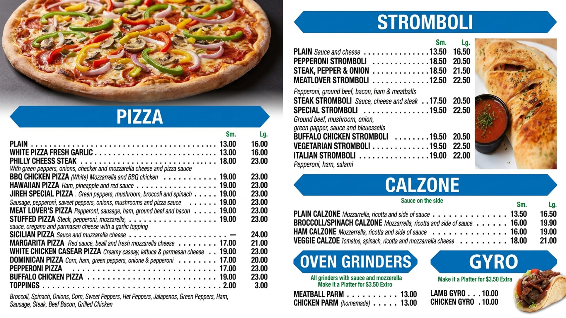 Pizza, cheesesteaks, gyros, and more