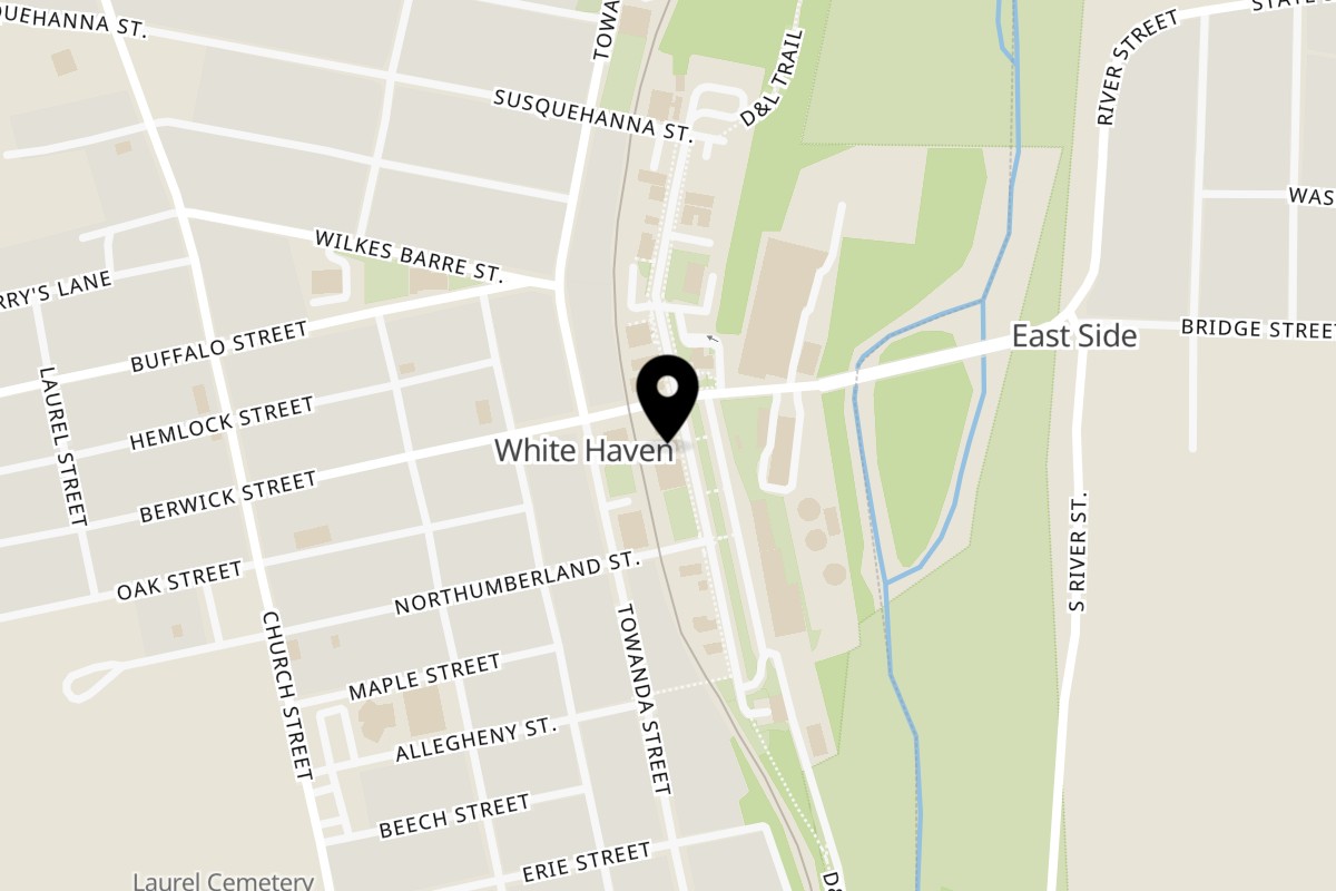 Map showing the location of Jireh Pizza & Restaurant White Haven on 416 Main St in White Haven